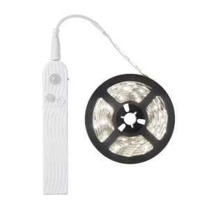 PIR Motion Sensor DC5V LED Strip Lamp, Battery-Powered Under-Cabinet and TV Backlight