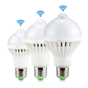 PIR Motion Sensor Smart LED Bulb 5W 7W 9W 12W E27 85-265V 5000K Daylight IP20 CRI80 120-Degree Beam Angle