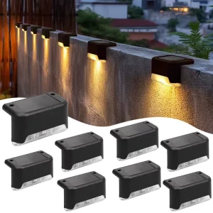 PP Outdoor Waterproof Solar Fence Lights for Garden and Yard Stair Step IP44 Rated Warm White LED Eco-Friendly