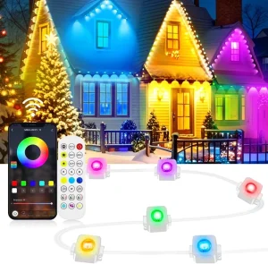 Permanent Outdoor Smart LED Eaves Lights with 72 Scene Modes, 150 ft, 90 LEDs