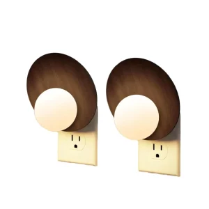 Plug-In Wall Night Lights 2 Pack Dimmable Warm White 3000K Dusk-to-Dawn Sensor Adjustable Brightness