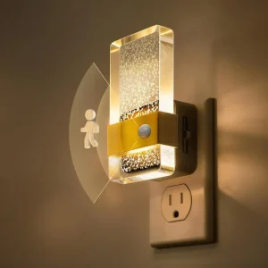 Plug-in Motion Sensor Night Light 0-100lm Dimmable Acrylic Motion-Activated LED Lamp for Bathroom Bedroom