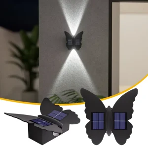 Polysilicon Solar Wall Light IP65 Waterproof Butterfly Shaped with Light Control for Garden Villa and Fence