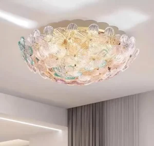 Popular Ceiling Light for Living Room Study and Bedroom Handcrafted Art Glass Petal Light Luxurious Master Bedroom Light
