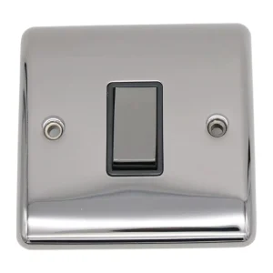 Porcelain Black 1 Gang 2 Way Wall Switch with Black Nickel Polished Brass Plate