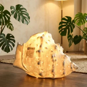 Porcelain Sea Series Gift Table Lamp Lovely Conch Shape Light Handmade White 3D Night Lamp for Bedside