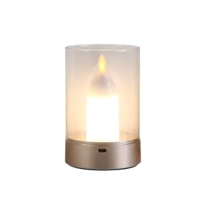Portable 3000K Warm White Rechargeable Touch Sensor Dimmable LED Bedside Lamp, Type-C 5V, Gold