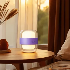 Portable Capsule Design LED Night Light Battery USB Charging Dimmable Eye-Protection Bedside Lamp
