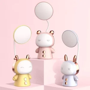 Portable Cute Desk Lamp USB Rechargeable Dimmable Study Table Lamp Bedside LED Night Light for Reading Work Kids Birthday Gift