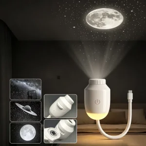 Portable Galaxy Star Projector Lamp with USB, Warm White LED and ABS Housing