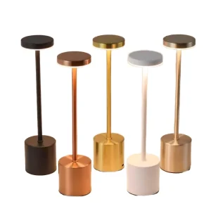 Portable USB Rechargeable DC Touch LED Night Light Stepless Dimmable Minimalist Metal Bedside Lamp for Home Bedroom Decor