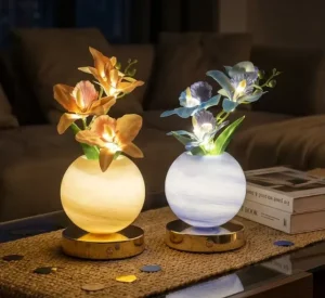 Portable USB Rechargeable LED Vase Flower Table Lamp Dimming Dreaming Color Streaming Modern for Desk Bedside Holiday Christmas
