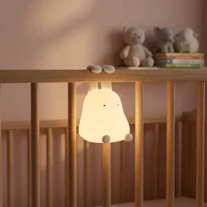 Portable USB Rechargeable Silicone Night Light LED RGB Color Changing Rabbit Lamp for Christmas Bedroom Decoration Gifts