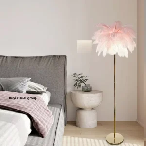 Postmodern Creative Feather Floor Lamp Nordic Minimalist Wrought Iron Romantic Bedroom Bedside Lamp LED