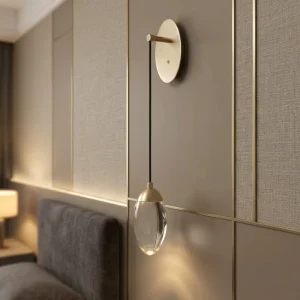 Postmodern Crystal LED Wall Light Copper Staircase Bedroom Bedside Living Room Background Wall Lamp