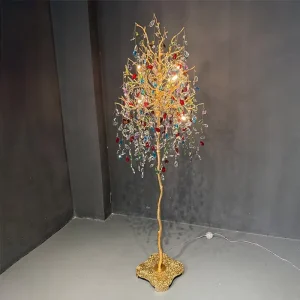 Postmodern French Luxury K9 Crystal Solid Copper Standing Floor Lamp for Bedroom Bedside and Living Space Decor