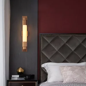 Postmodern LED Wall Lamp with Rose Gold Stainless Steel and Glass Shade for Bedroom Living Room Hotel Lobby
