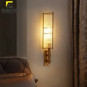 Postmodern Light Luxury Crystal Long Strip Wall Lamp with LED Gold Finish 15cm X 68cm for Living Room Bedroom