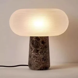 Postmodern Simple Marble Table Lamp LED Adjustable Color Temp 3000 6500K Push Button Switch Glass Shade 3 Year Warranty