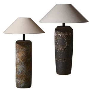 Postmodern Wabi Sabi Ceramic Floor Lamp Set LED Light Source for Bedroom Living Room Iron Body with Metal Shade for Hotels
