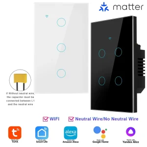 Premium Matter WiFi Touch Smart Switch US Wall Switch Remote Control Scheduling Voice Assistant