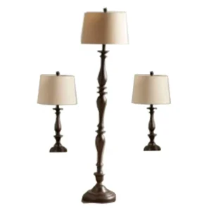 Price Vintage Resin Floor Lamp Set of 3 With Beige Fabric Shade