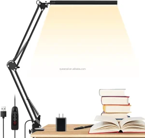 Professional 3 Dimming Option Clamp Super Bright Eye Caring LED Flexible Arm Light Plastic Home Desk Table Lamp