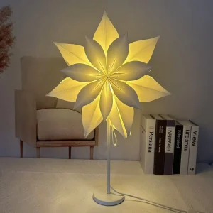 Professional Indoor Desk Lamp with Simple White Paper Flower Design Flexible AC Power Supply for Christmas Party Decorations