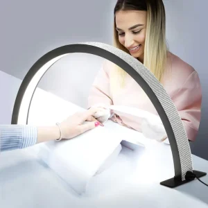 Professional Nail Salon Halfmoon Rhinestone Manicure Desk Lamp LED Light Dimmable Eye-Protective for Nail Table Eyebrow Tattoo