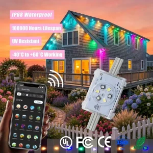 Programmable IP68 Waterproof RGBW LED Pixel Point Lights 48V Jellyfish WiFi Permanent Track Christmas Lighting
