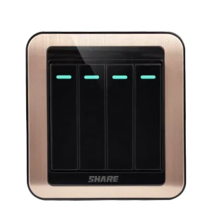 Quality Assured Black Panel LED NFC Enabled 4 Gang 1 Way Wall Switch 250V 16A with CCC CQC Certification and 15 Year Warranty