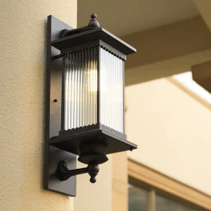 Quality Retro Outdoor Wall Lamp with LED Lighting Quality Glass Light Bulbs Aluminum in Brown for Garden Courtyard 80
