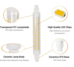 R7s Non-Flickering LED Bulb 220V 9W Replaces 100W Halogen Lamp
