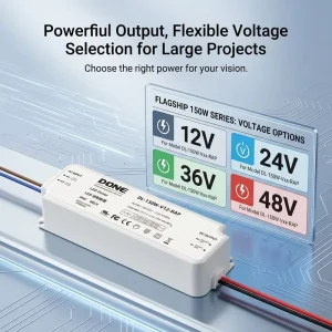 RAP Series 150W IP67 Waterproof Class II LED Driver 4kV Surge Protection Power Supply