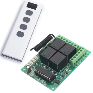 RF 315/433MHz DC 12V 4-Channel Receiver Switch with 10A Relay and Remote Controller for Door and Home Systems