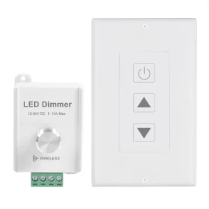 RF Remote Control Dimming Switch DC 12-24V 10A Wireless Dimmer Wall Switch 240W Max Load Home/Office LED Lights Stainless Steel