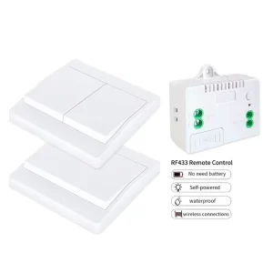 RF433 10A Self-Powered Wireless Remote Switch Kit with Waterproof Receiver Controller 200m Range