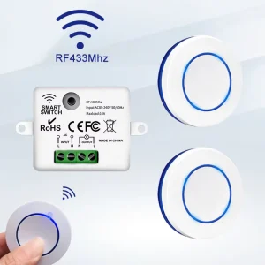 RF433 MHz Wireless Light Switch 220V/110V 10A Relay Controller Mini Round Button Wall Panel Remote Switch for LED Lamps