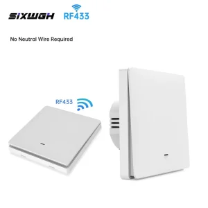 RF433 Wireless Remote Control Switch Kit with Wall Switch and Remote No Neutral Wire Required for Home Smart Lighting Upgrade