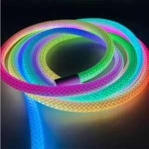 RGB 360-Degree Round Reticulate Chasing Color Neon LED Rope Light Flexible Nylon Silicone IP67 Waterproof
