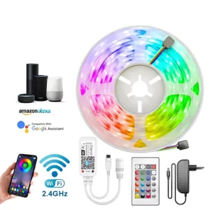 RGB 5050 Waterproof Flexible LED Strip Light 12V 5m/10m SMD 60 LEDs Smart WiFi Control Outdoor Multicolor