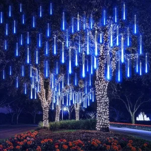RGB 8 Tube LED Falling Rain Drop Meteor Shower Christmas Outdoor Plastic String Light for Tree and Garden Decoration