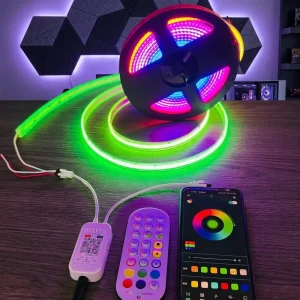 RGB COB LED Strip DC12V High Density Addressable IP67 Waterproof DIY Decor Landscape Light with Remote Control