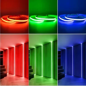 RGB COB LED Strip Light 24V Dot Free Smooth Color Mixing App Control Smart Home Bedroom TV Gaming Room Party Use