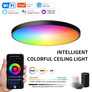 RGB CW WW LED Ceiling Light AC Tuya App Google Alexa Control Stepless Dimming Modern Home Theatre Room Hotel Villa