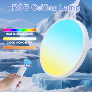 RGB Ceiling Lamp with Sunset Simulation, Dimmable Mood Lighting for Bedroom
