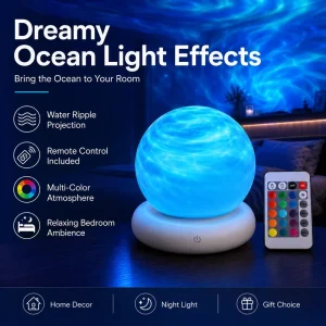 RGB Color Changing Northern Aurora Bedside Lamp Modern Style Remote Bedroom Atmosphere Light Star Bedside Decorative Light