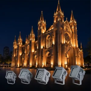 RGB Color-Changing Outdoor Square LED Floodlight IP66 for Building Facade Lighting with DMX512/TTL Control