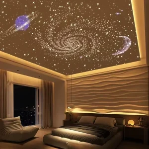 RGB Color-Changing Star Ceiling Panels with PMMA Fiber Optic LED Light, Noise Absorption, IP33 and Dimmable