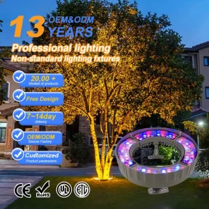 RGB DMX512 IP67 AC/DC Outdoor LED Landscape Lamp Aluminum Body Palm Hug Tree Ring Light for Garden Application